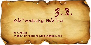 Závodszky Nóra névjegykártya